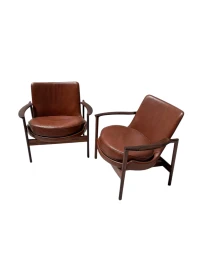 Two Mid-Century Modern Lounge Chairs by Ib Kofod-Larsen for Frõscher, 1970s